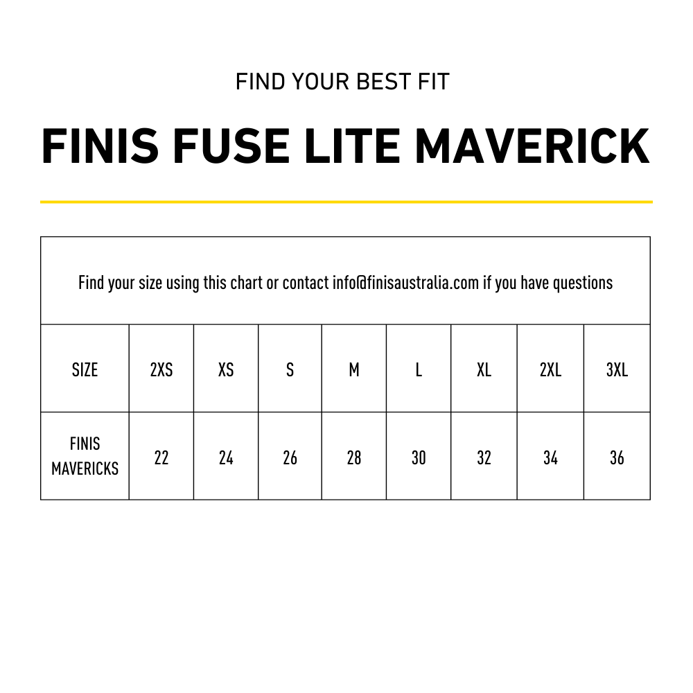 FINIS Mavericks size chart